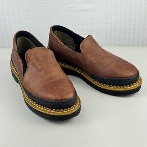 Georgia Boot Brown Leather Slip-On Ankle Boots Women’s Size 8.5 EUR 40.5 GB00142